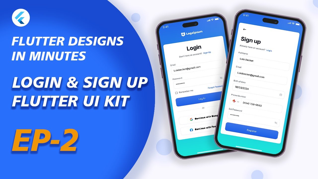 Create a Stunning Login/Register UI in Flutter | Speed Code | Flutter ...