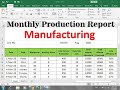 monthly production report format for manufacturing industry in excel