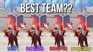 Arlecchino Vape vs Overload vs Monopyro vs Hypercarry Teams Gameplay Comparison & Damage Showcases!!