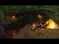 Camping de survie en solo de 3 jours pche primitive attraper et cuisiner abri de bche bushcraft