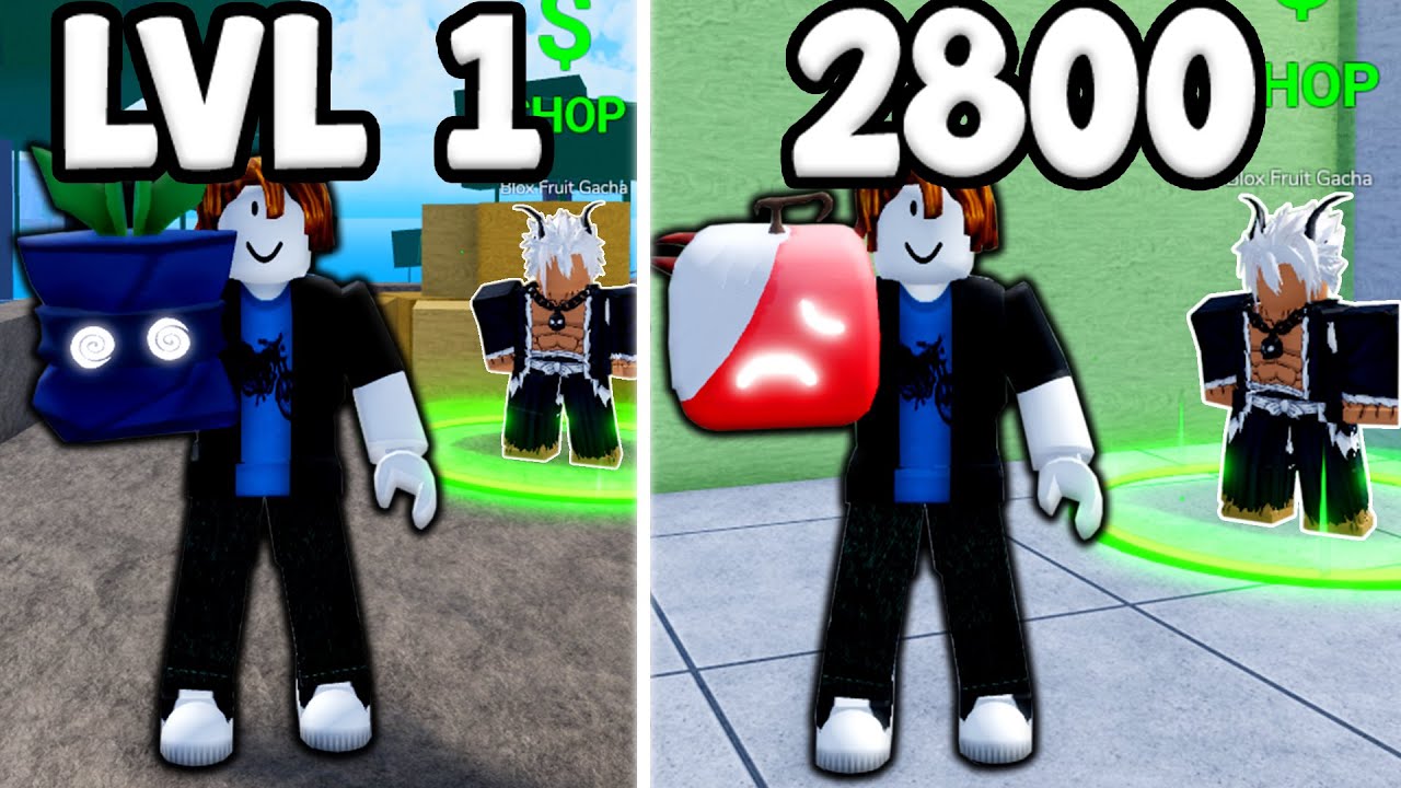 Noob To Max Using ONLY Gacha Fruits in Blox Fruits