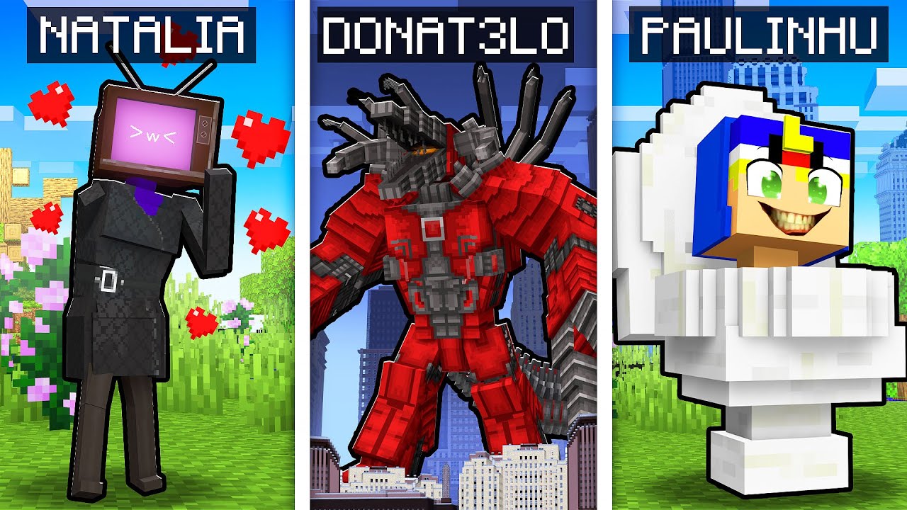 MINECRAFT... MAS TEMOS RAÇAS DIFERENTES! (TV Woman,Skibidi,Titan Drillman)