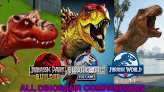 All Dinosaur Comparisons - Jurassic Park Builder, Jurassic World: The Game, & Jurassic World Alive screenshot 5