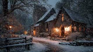 Tranquil Winter Cabin Storm with Soft Wind and Falling Snow for Calm Nights
