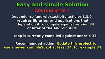 Android Error - Update this project to use a newer compileSdk  of at least 34, for example 34. Hindi