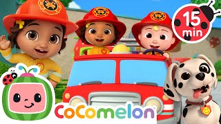 wheels go round fire truck vehicles nina s familia cocomelon