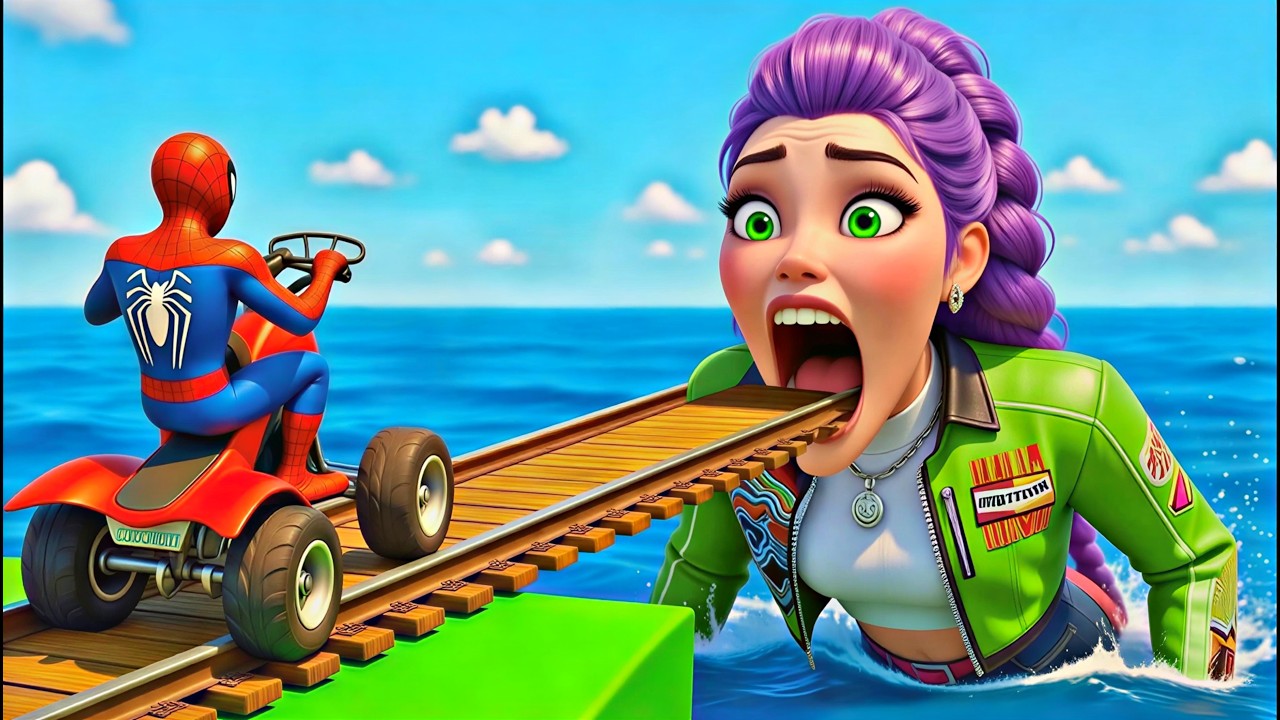 SPIDER MAN against POOR RUMI 😈 on Motorcycle in RAINBOW SPIDERS BRIDGE GTA MULTIVERSE