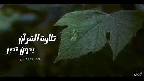 تلاوة القرآن بدون تدبرد. سعد الخثلان