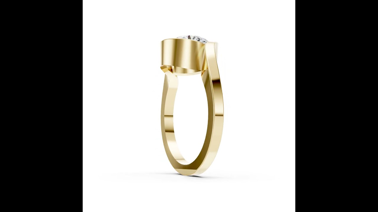 Round Cut Diamond Bypass Bezel Engagement Ring