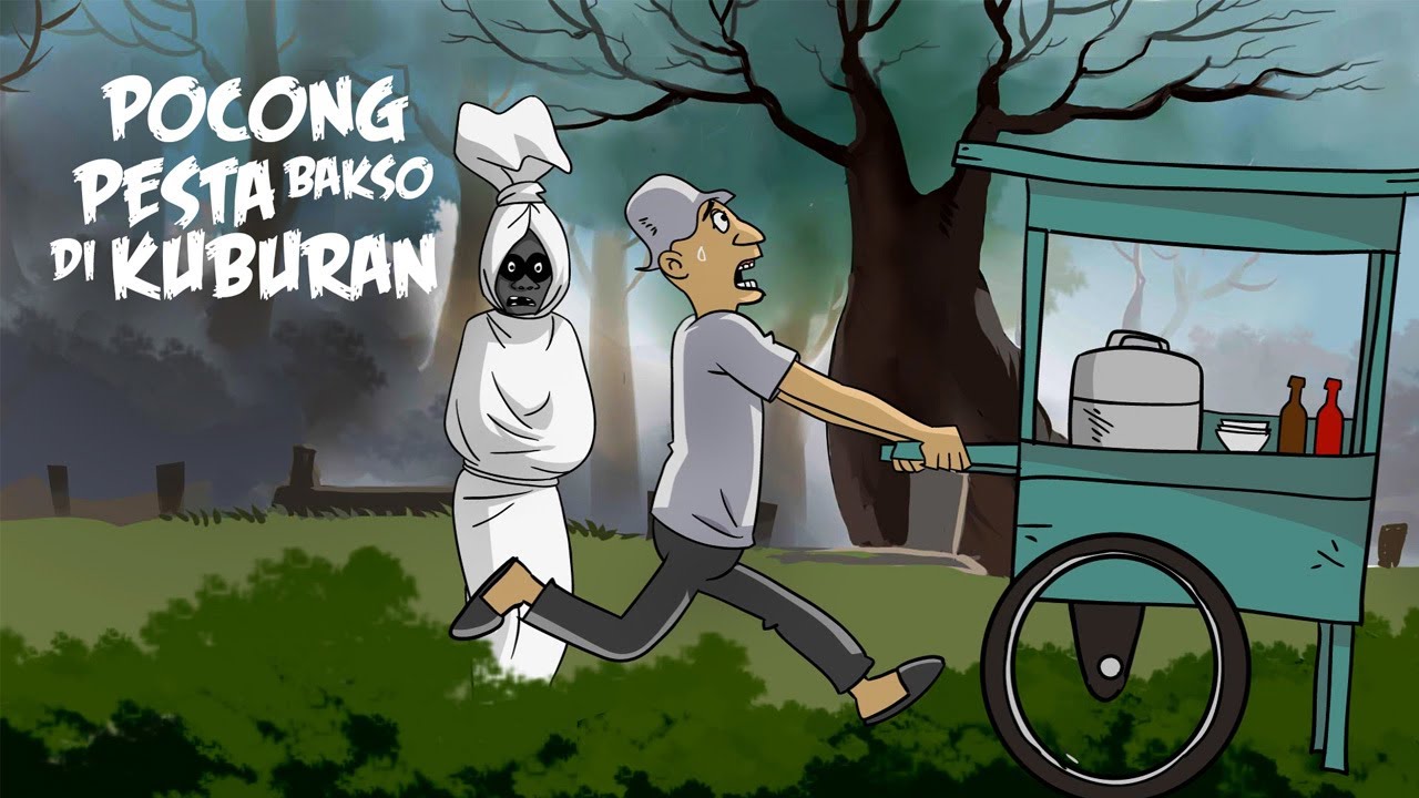 Pocong Dan Teman Teman Pesta Bakso Di Kuburan Kartun Hantu Lucu Youtube 