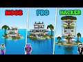Minecraft NOOB vs PRO vs HACKER: MODERN ISLAND HOUSE BUILD CHALLENGE in Minecraft