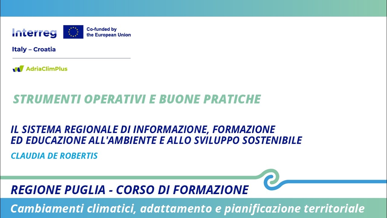 Galleria Cambiamenti climatici e pianificazione. Al via in Puglia il corso di formazione del progetto Interreg AdriaClimPlus - Video 18 di 18