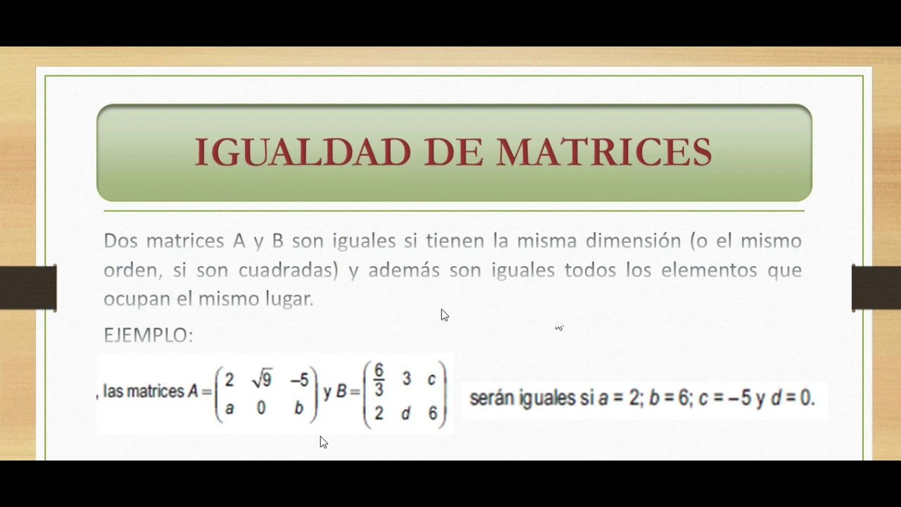 MATRICES NUMERICAS PARTE # 1 - YouTube