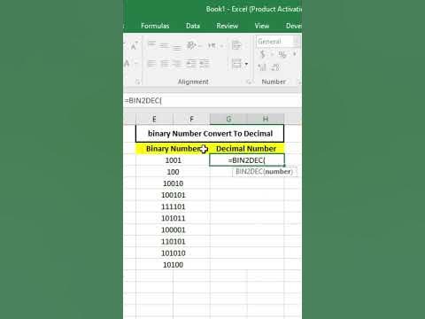 Bin2dec Function in excel ||Binary Convert to decimal Number in excel # ...