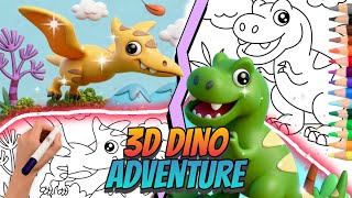 COLORING PTERANODON & T-REX 🦖 | Dinosaur Coloring Page Turns Into 3D Animation!