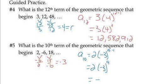 Algebra 2 9.3 Geometric Sequences