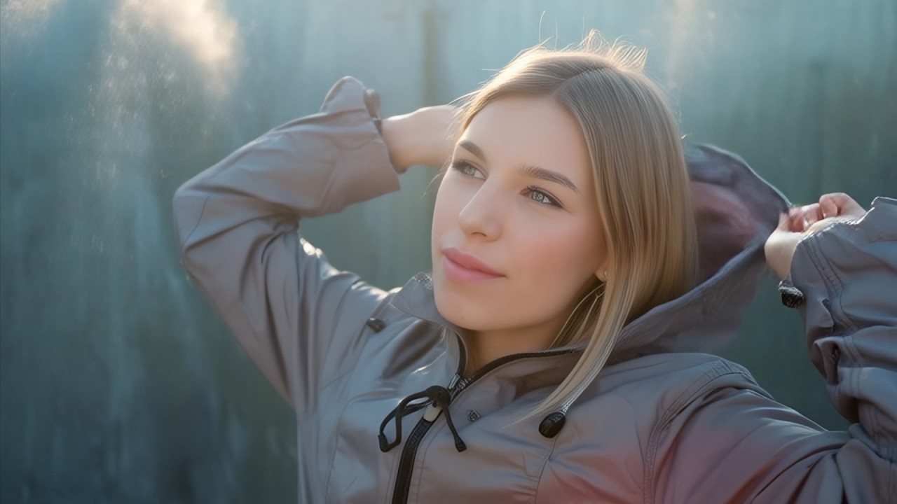 AI Motion: After the Rain - Girls Taking Off Their Raincoat Hoods  Face Close Up | Wan2.1-T2V-14B