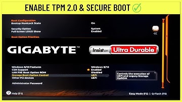 How to Enable Tpm and Secure Boot Gigabyte✅