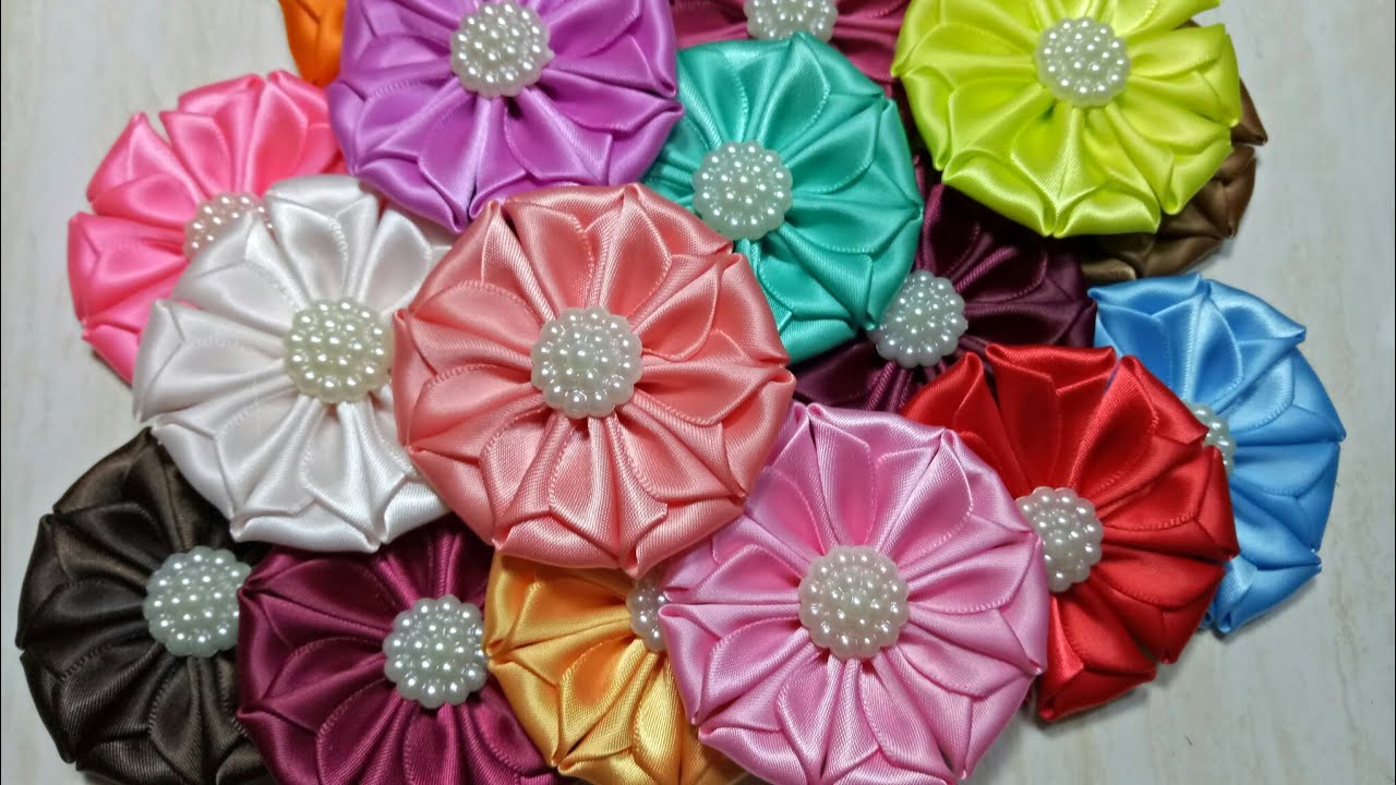 82) DIY - Tutorial || How to Make Kanzashi for beginner 7 || Cara ...