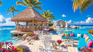 Morning Seaside Cafe Ambience with Tropical Summer Bossa Nova Jazz & Crashing Waves for Upbeat Moods