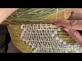 Relaxing handmade work: pine needle basket coiling with decorative grass and colourful threads