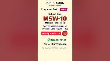 MSW 10 Solved Assignment PDF 2025-26 in Hindi, MSW program MSW-10 Solved assignments