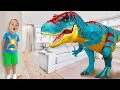 الأطفال يحو لون الألعاب إلى ديناصورات حقيقية قصص طريفة للأطفال