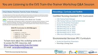Environmental Services (EVS) Train-the-Trainer Workshop: August 22, 2023 Question & Answer Session