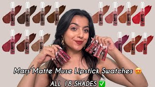 New Mars Cosmetics Matte Muse Lipstick Swatches All 18 Shades
