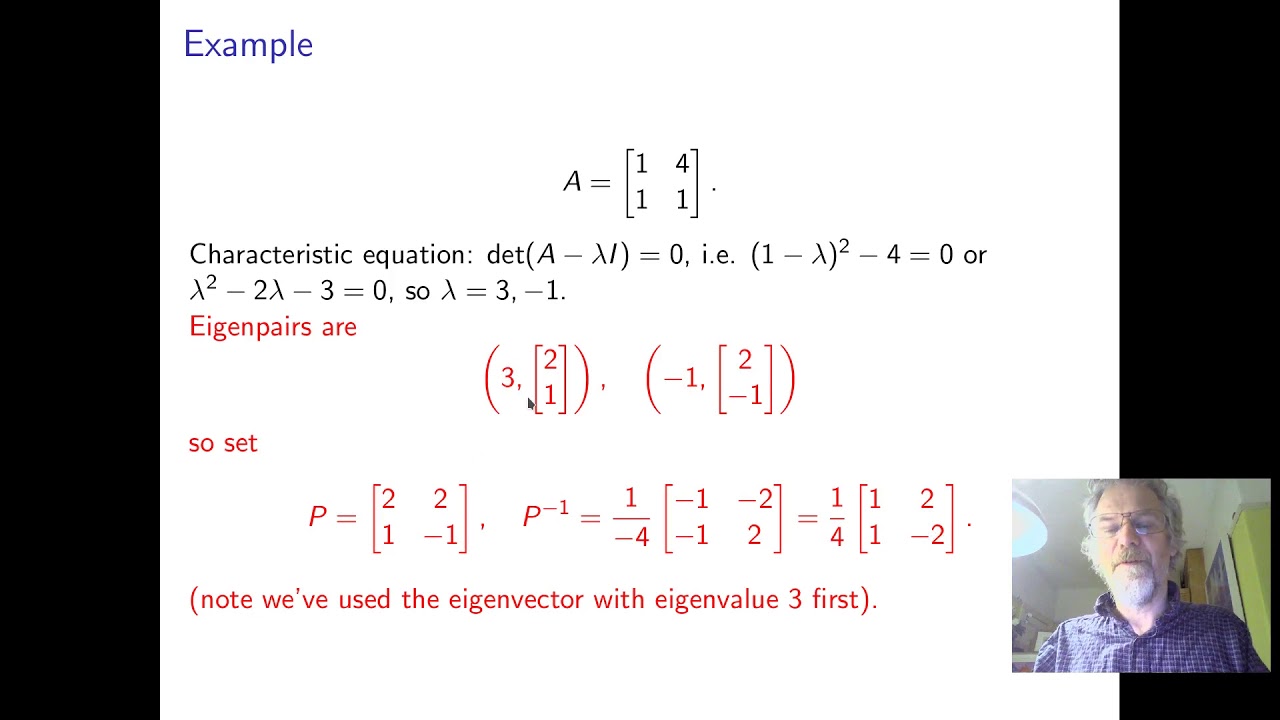 2E1 Lecture 5 part 7 Eigenvalues and eigenvectors - YouTube