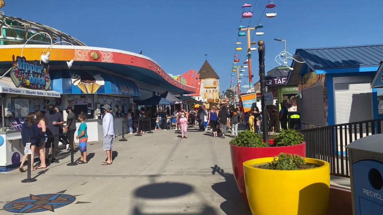 Walking along the Santa Cruz Beach Boardwalk