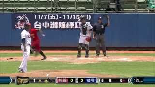 20140711-1 爆米花 綺麗vs台電 1上 林椲紘高飛犧牲打 綺麗首開紀錄