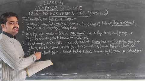 Std 4, Computer Science, CH 6- MS Word Formatting ( Exercise)