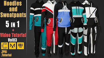 Cloth: 5 Hoodies and Sweatpants + Video Tutorial + CLO+ OBJ Vol03 || Intro