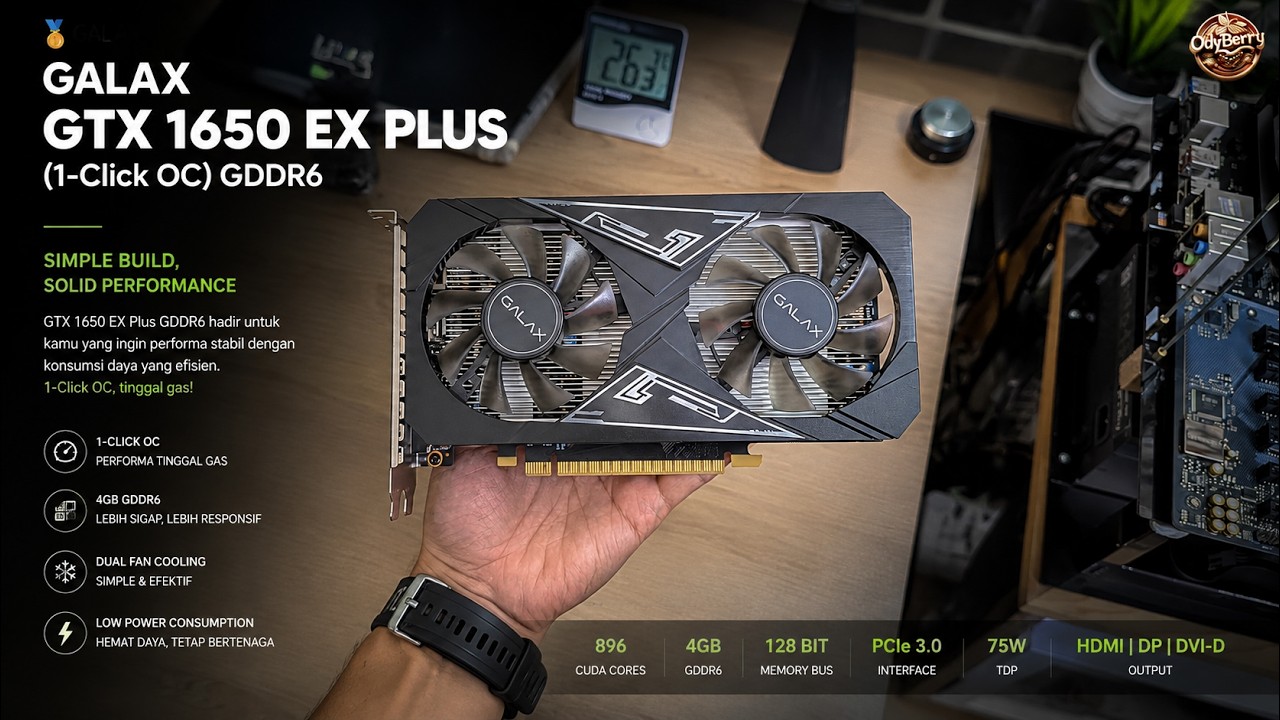 GTX 1650 EX-1 Click OC PLUS 4GB 本体 GALAX GTX 1650 EX Plus GDDR6 — 4GB, 1-Click OC, and focused on