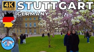 Stuttgart, Germany Walking Tour - Start of Spring in Germany - 4K 60fps