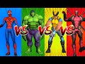 Superheroes color dance challenge  spiderman vs hulk vs wolverine vs deadpool