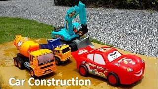 Car Construction - Construction Cranes Trucks Working with MC Queen Cars by HT BabyTV
