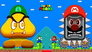 Mario controls Mega Thwomp vs Luigi's Mega Goomba Gold | Game Animation