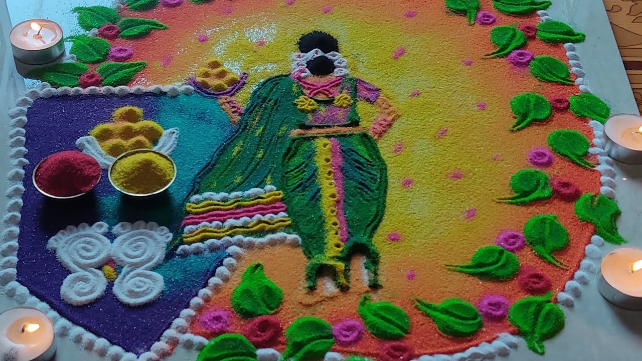 makar sankranti rangoli !! women rangoli !! special rangoli for ...