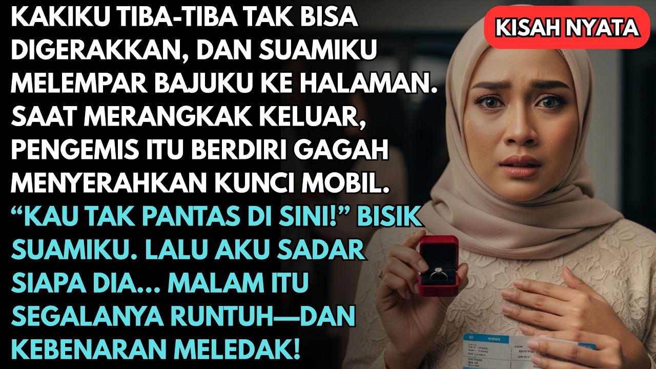 Kakiku tiba-tiba tak bisa digerakkan, dan suamiku melempar bajuku ke halaman. Saat merangkak keluar