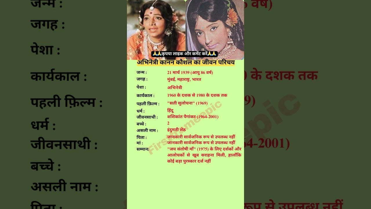 अभिनेत्री कानन कौशल का जीवन परिचय 