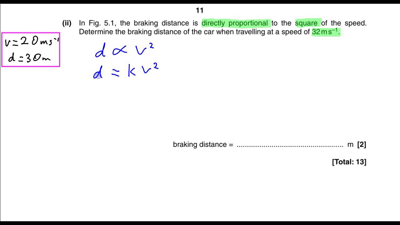 OCR Physics Alevel June 2010 Unit 1 Question 5d(ii) Braking Distance