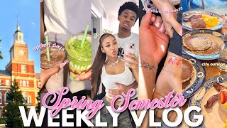 COLLEGE DIARIES: Spring Semester Reset 🌸🤍 | warm weather, city days, tattoos, anniversary +more!