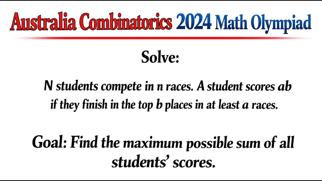 Australia Combinatorics Olympiad 2024 | Only Genius Minds Can Solve This Score Puzzle!