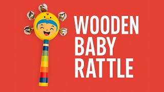 WoCra® Wooden Baby Rattle Toy – Safe Musical Rattle for Newborns & Toddlers | Handmade | 1 Pack