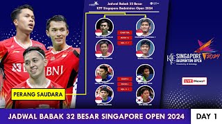 Jadwal Babak 32 Besar Singapore Open 2024 Day 1. Besok Pukul 09:00 WIB Live #singaporeopen2024
