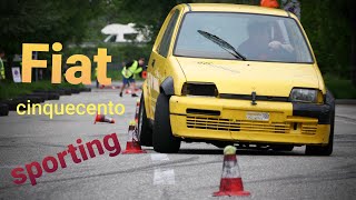 Autoslalom Lana Tagesschnellster Maurizio Rampanelli auf Fiat 500 Sporting