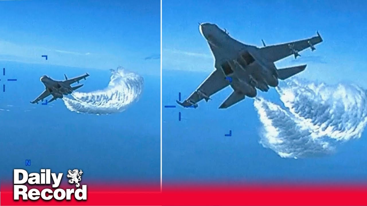 Pentagon footage shows moment US drone hit by Russian Su-27 aircraft ...