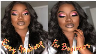 Pink cut crease eyeshadow tutorial dark skin | Fall Makeup 2019 WOC | WOC Makeup Tutorials 2019